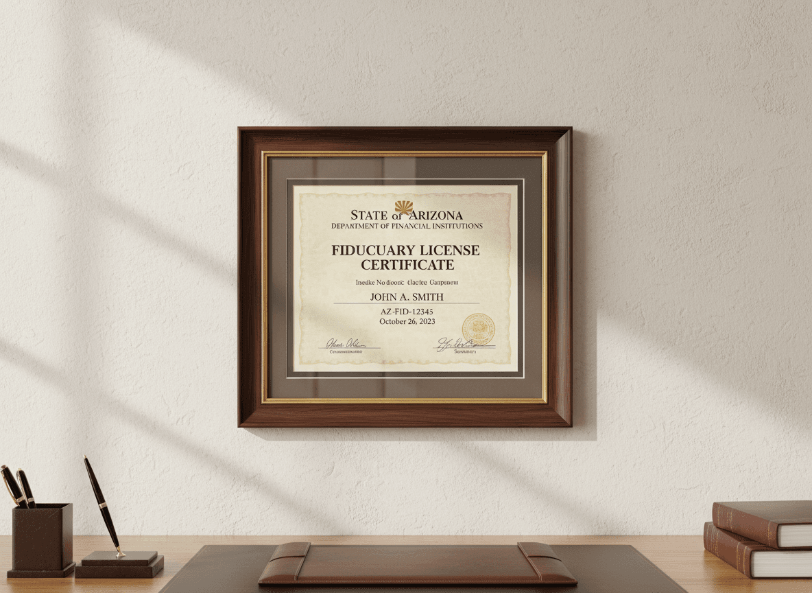 Arizona fiduciary license certificate #20069